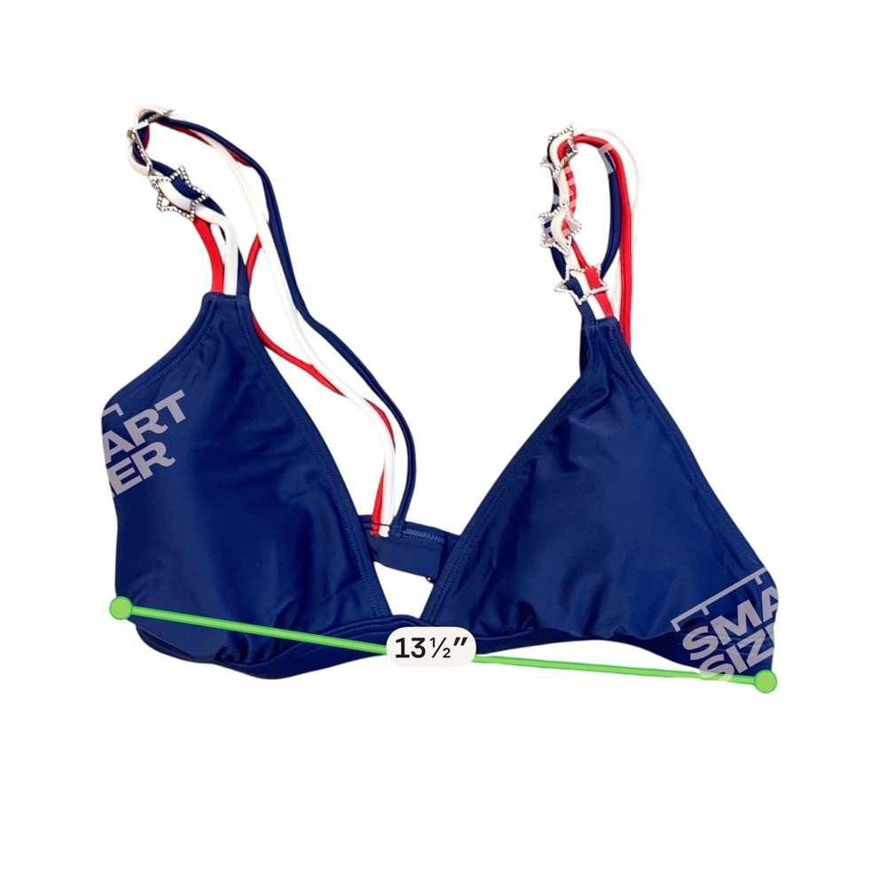 Venus Blue Patriotic Star Rhinestone Multi Strap Triangle Bikini Top XL V19024 - Picture 9 of 11